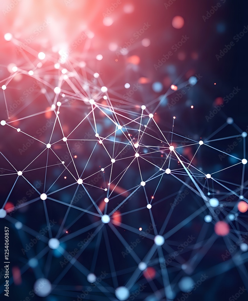 Aufkleber abstract futuristic neural network nodes background digital art
