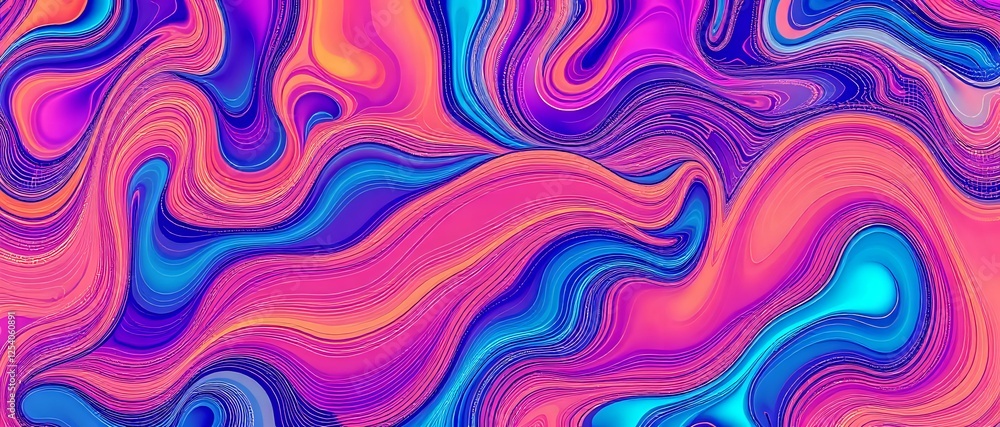Poster vibrant abstract art with algorithmic flow