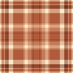 Luxury texture textile tartan, formal plaid check pattern. Copy space vector seamless background fabric in orange and blanched almond colors.