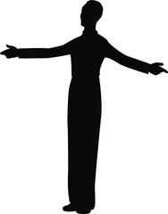 a young man standing body silhouette vector