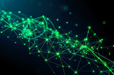 Abstract Digital Neural Network Background: Futuristic Design with Neon Lights