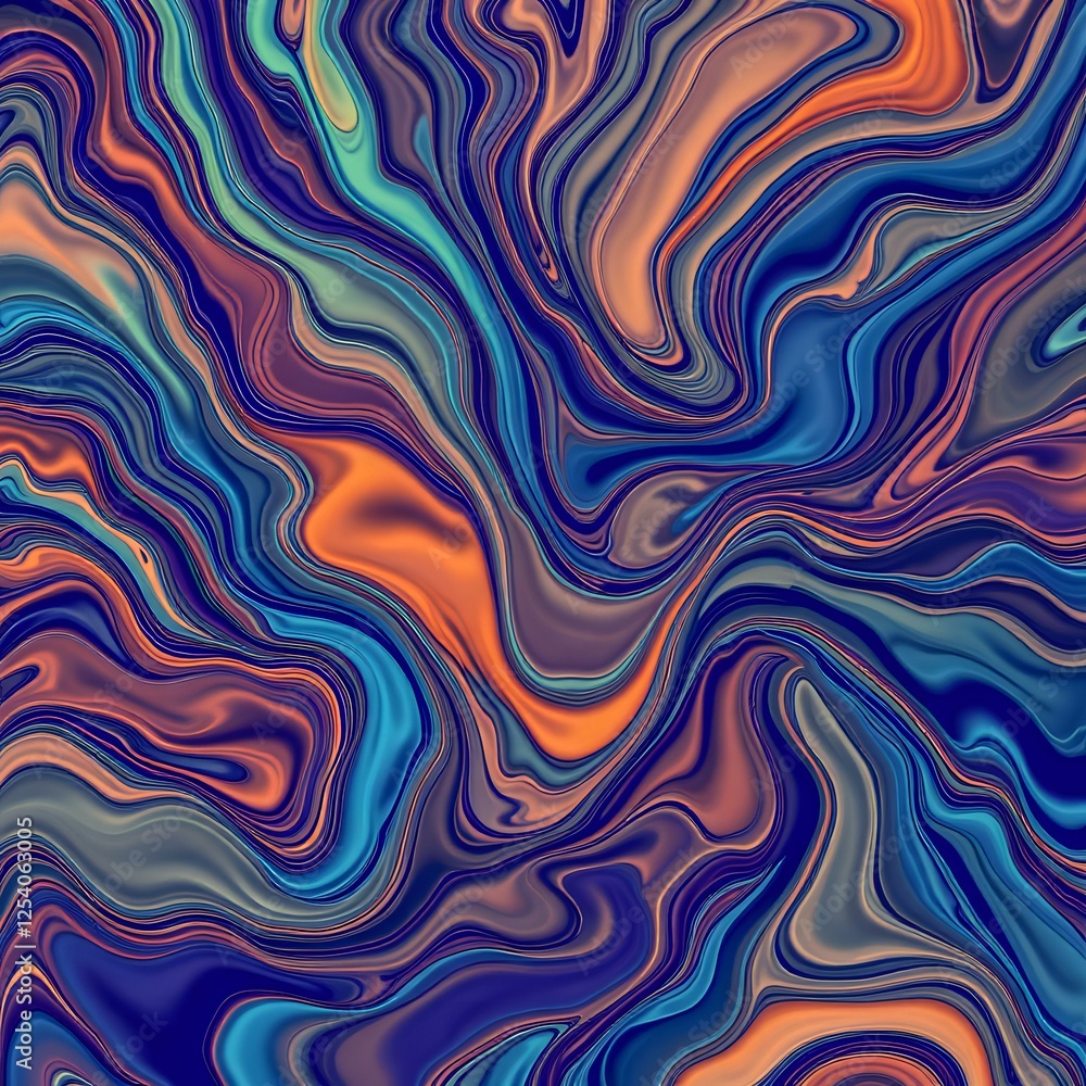 Poster abstract vibrant color swirls - modern algorithmic art design