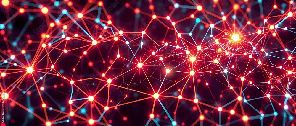 Poster neural network nodes glowing in the sky | abstract futuristic circuitry art