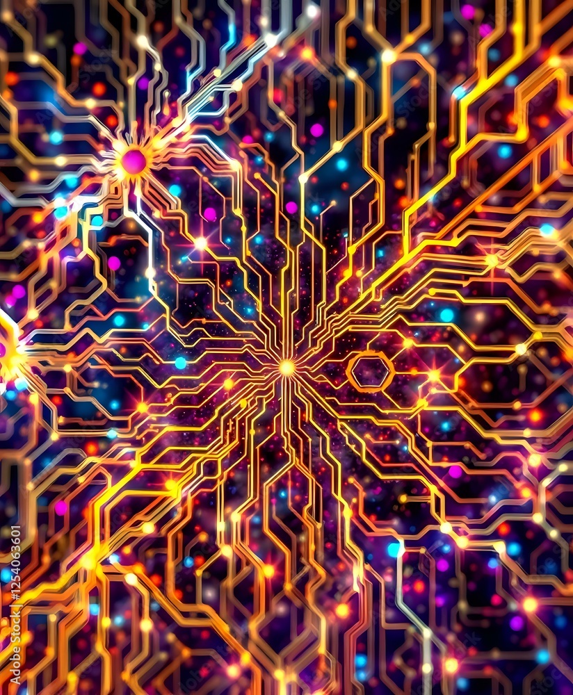 Poster dynamic neural networks artwork: glowing energy pattern