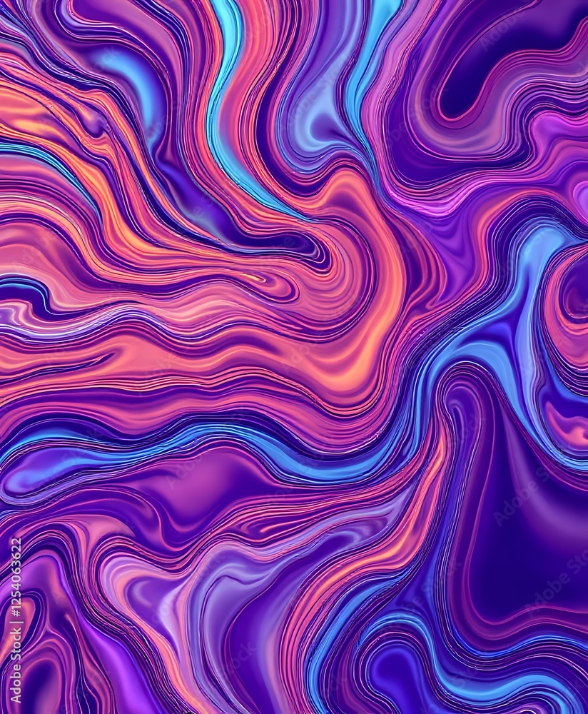 Poster vibrant abstract liquid flow art - algorithmic patterns design