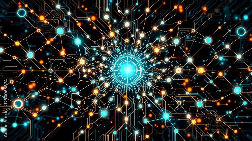 Poster abstract circuit design | futuristic gradient pattern stock photo