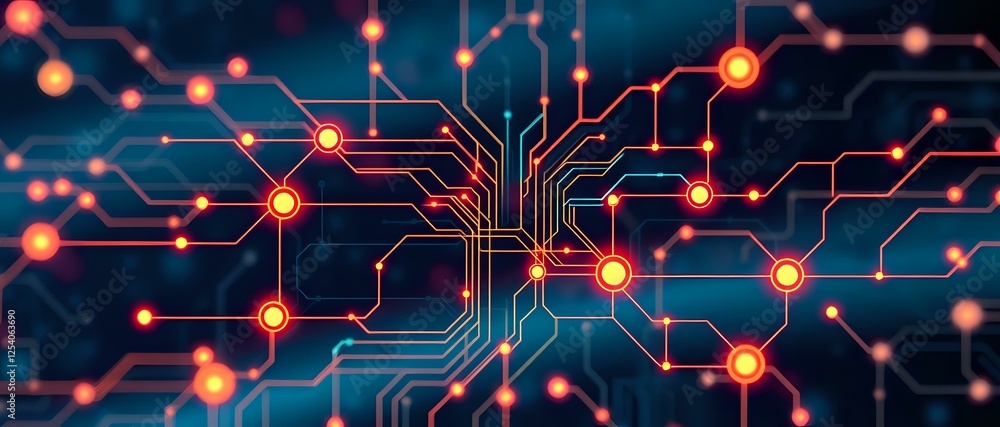 Aufkleber abstract futuristic circuit diagram: complex energy flow pattern on a vibrant circuit board