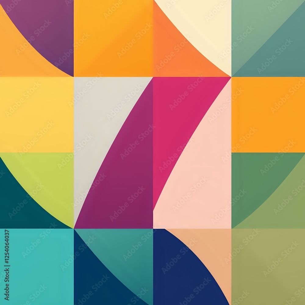 Poster vibrant abstract geometric pattern with bold color blocks