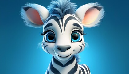 Obraz premium Niedliches Zebra, blauer Hintergrund