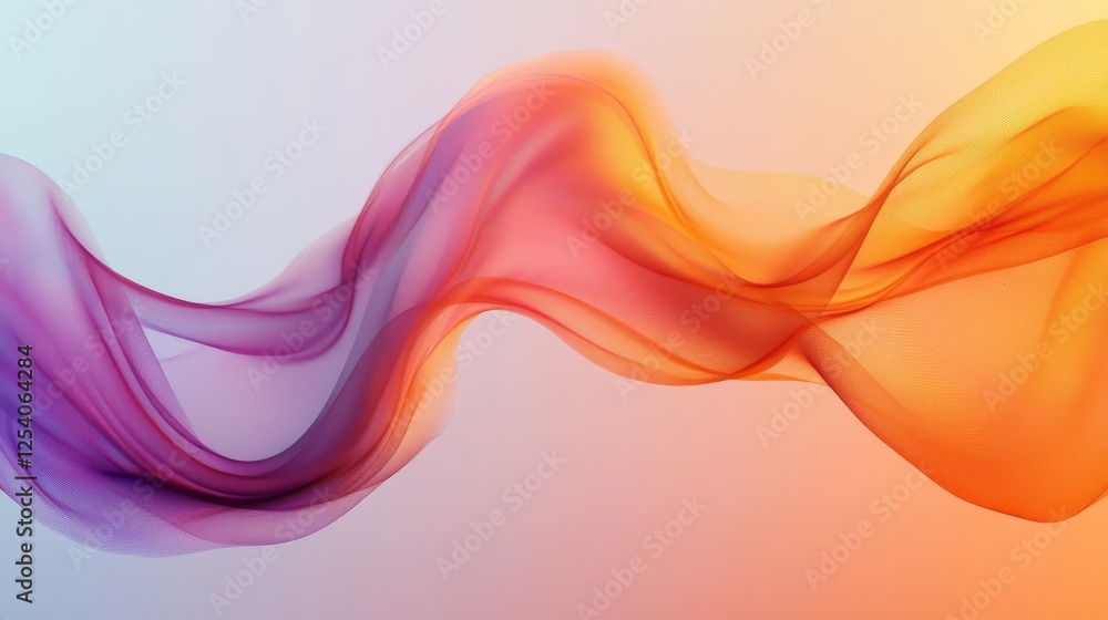 Poster abstract wave of colorful fabric flows across a soft background
