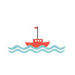 Obraz premium Simplified Boat Floating on Gentle Ocean Waves