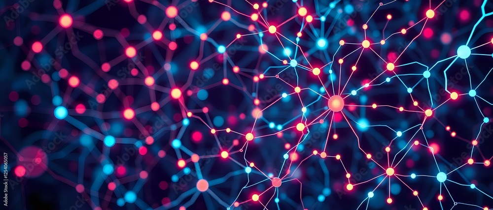 Aufkleber abstract neural circuitry in cyberpunk neon design