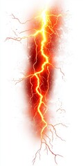 Fiery lightning strike digital art, white background, game design