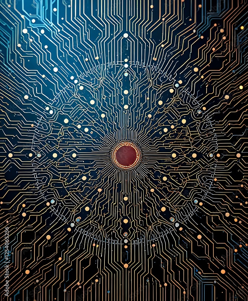 Poster intricate cosmic weave: neural circuitry background