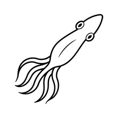 Cuttlefish Line Art Outline Vector Graphic for Web and Print