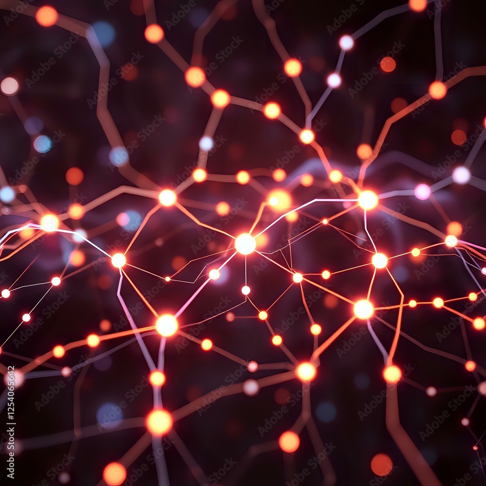 Poster abstract starry night sky with interconnected dots in 1:1 aspect ratio - modern node networks