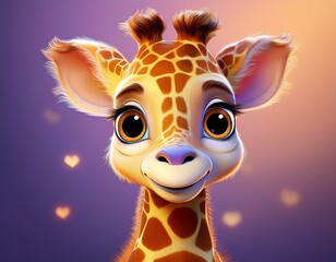 Niedliche Giraffe, lila Hintergrund