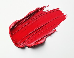 Red paint smear, studio backdrop, texture swatch, cosmetics
