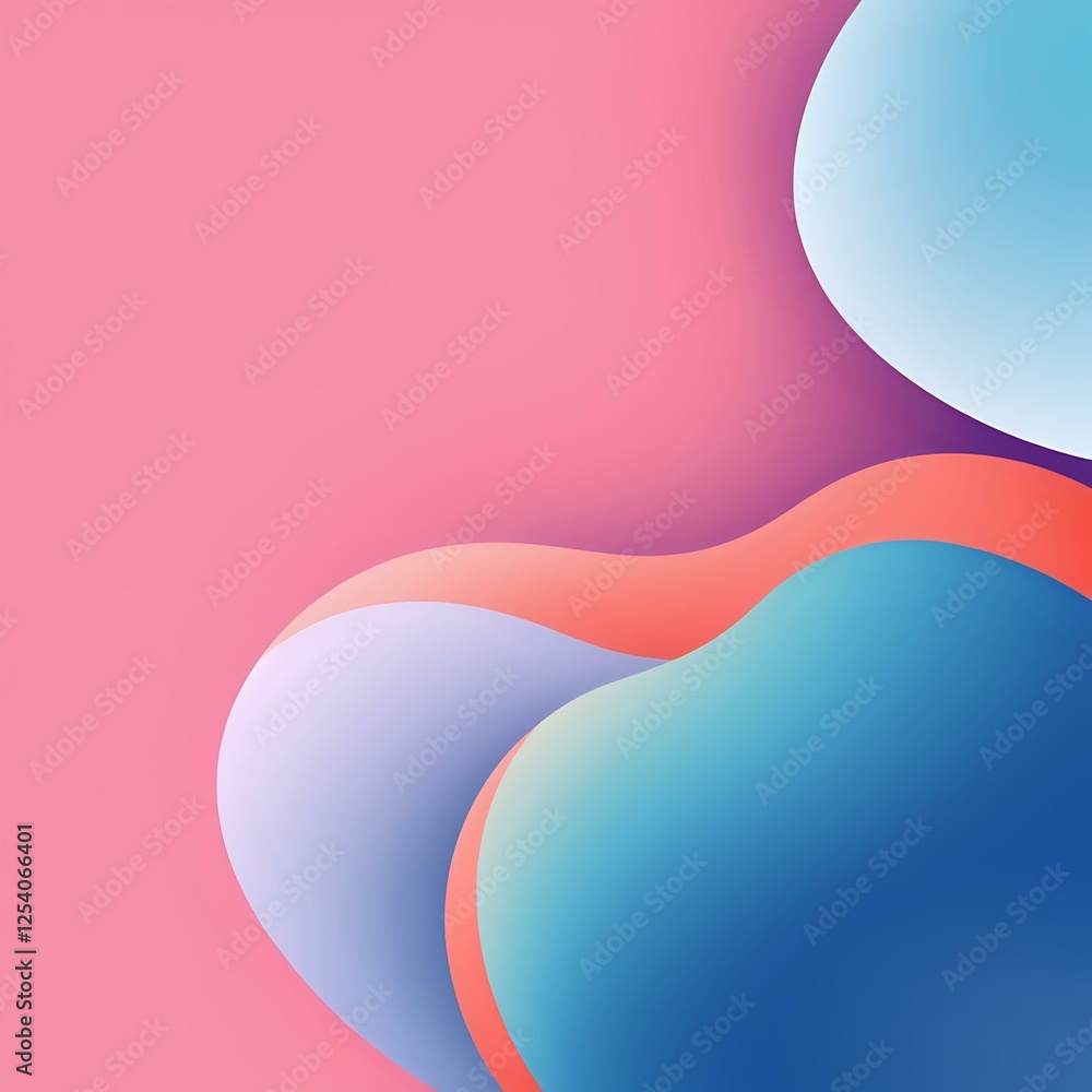 Poster minimalist abstract art with gradient circles on pink background