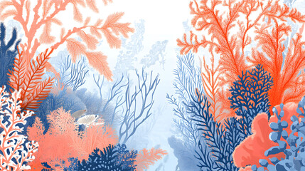 Vibrant Coral and Marine Life: Underwater Watercolor Art for Nature-Inspired Decor