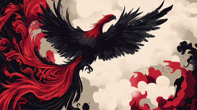 In a realm of shadows and whisper an eldritch phoenix, eagle, bird. eldritch. illustration. eldritch. illustration. Whispering Shadows. Illustration