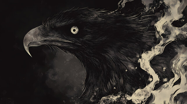 In a realm of shadows and whisper an eldritch phoenix, eagle, bird. eldritch. illustration. eldritch. illustration. Whispering Shadows. Illustration