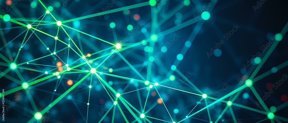 Poster abstract interconnected network - futuristic digital artwork featuring glowing lines and complex geo