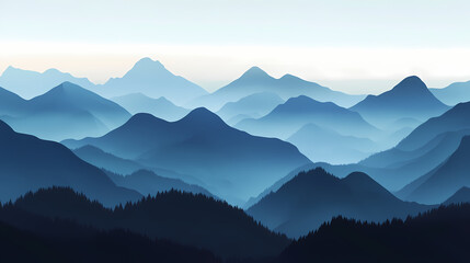 Fototapeta premium Misty peaks casting long shadows, a realm of mystery and dread. whispering peak. illustration. Whispering Shadows. Illustration