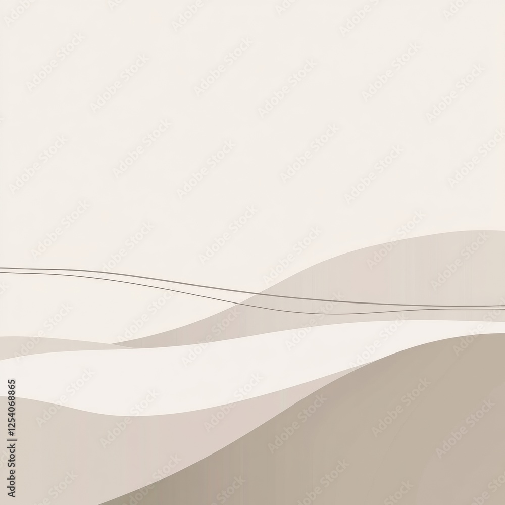 Poster Minimalistic design with solid color and subtle line forming simple shapes on smooth background. Generative AI