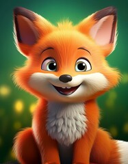 Niedlicher Fuchs, gr&uuml;ner Hintergrund