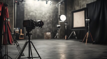 Photography studio with professional lighting setup