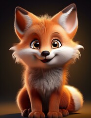 Obraz premium Niedlicher Fuchs, schwarzer Hintergrund