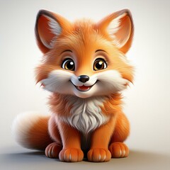 Fototapeta premium Niedlicher Fuchs, weißer Hintergrund