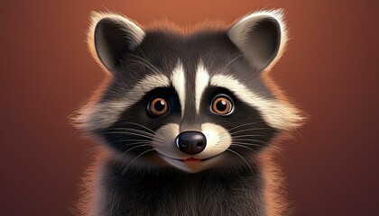 Niedlicher Waschb&auml;r, bordeaux Hintergrund