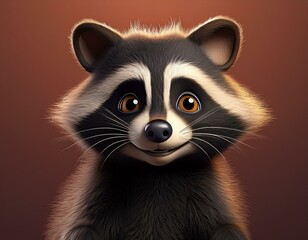 Niedlicher Waschb&auml;r, bordeaux Hintergrund