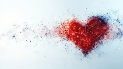 Red heart shape showing love and connection in a plexus design