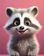 Niedlicher Waschb&auml;r, rosa Hintergrund