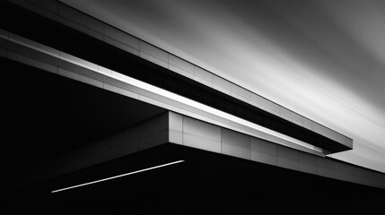 Modern architectural design with sharp contrasts and geometric shapes