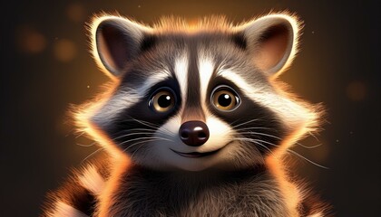 Niedlicher Waschb&auml;r, schwarzer Hintergrund