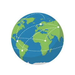 Fototapeta premium Earth with Connected Dotted Lines Symbolizing Connections