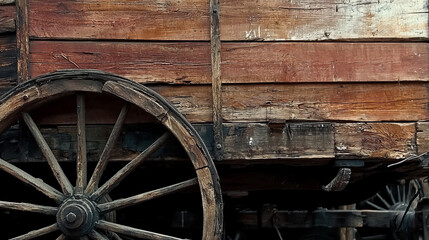 Historical wooden cart showcasing craftsmanship in rural setting during daylight