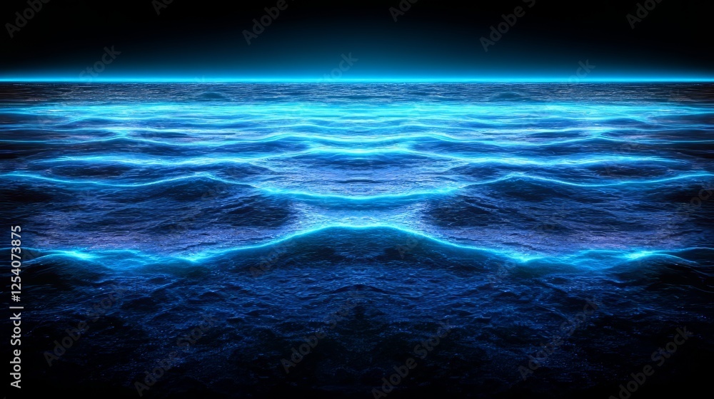 Poster a wave of shining particles in a data technology futuristic illustration, featuring a network of int