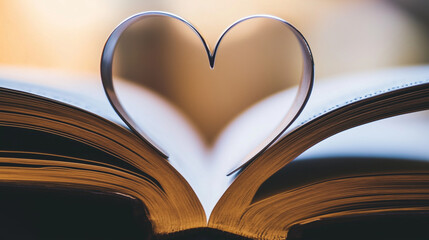 A close-up of two rings placed together on a book page, forming a heart-shaped shadow