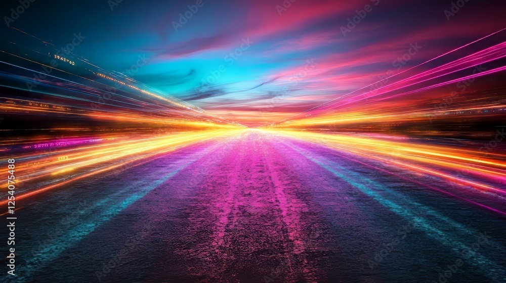 Poster blue digital cyberspace with high-speed internet for transferring digital data, set against an abstr