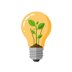 Eco-Friendly Light Bulb with a Sprouting Plant for Sustainable Energy