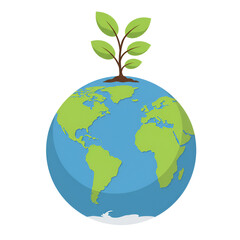 Planet Earth with a Growing Plant Symbolizing Sustainability