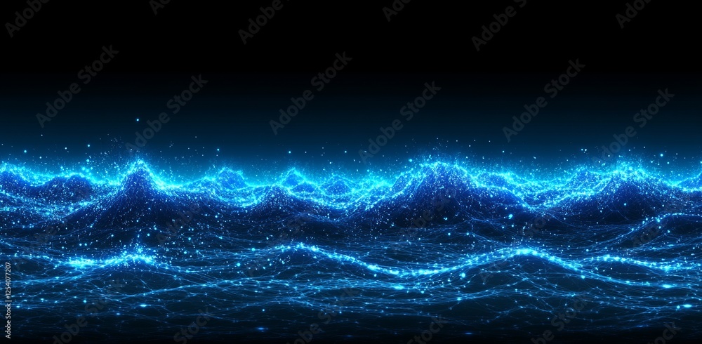 Poster a 3d illustration of a neural network. big data and cybersecurity concepts are highlighted. a contin