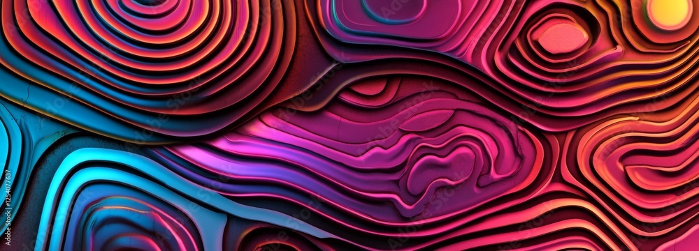 Poster abstract colorful digital particles wave with bokeh and light background, featuring a 3d render of a