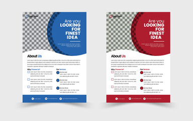 Obraz premium Corporate Business Flyer Template Set in Blue, Orange, Red & Yellow – Marketing, Promotion, Advertising, Business Proposal, Publication, Cover Page – Modern Digital Marketing Flyer Collection