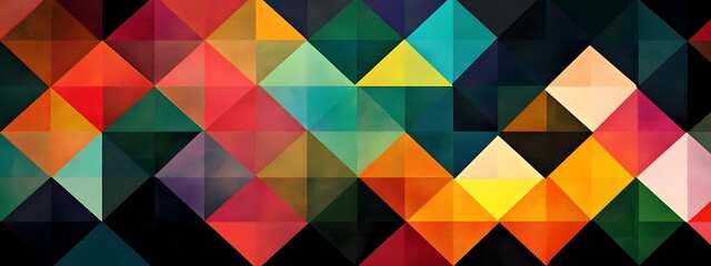 Design an abstract pattern with colorful triangles arranged in symmetrical rows
